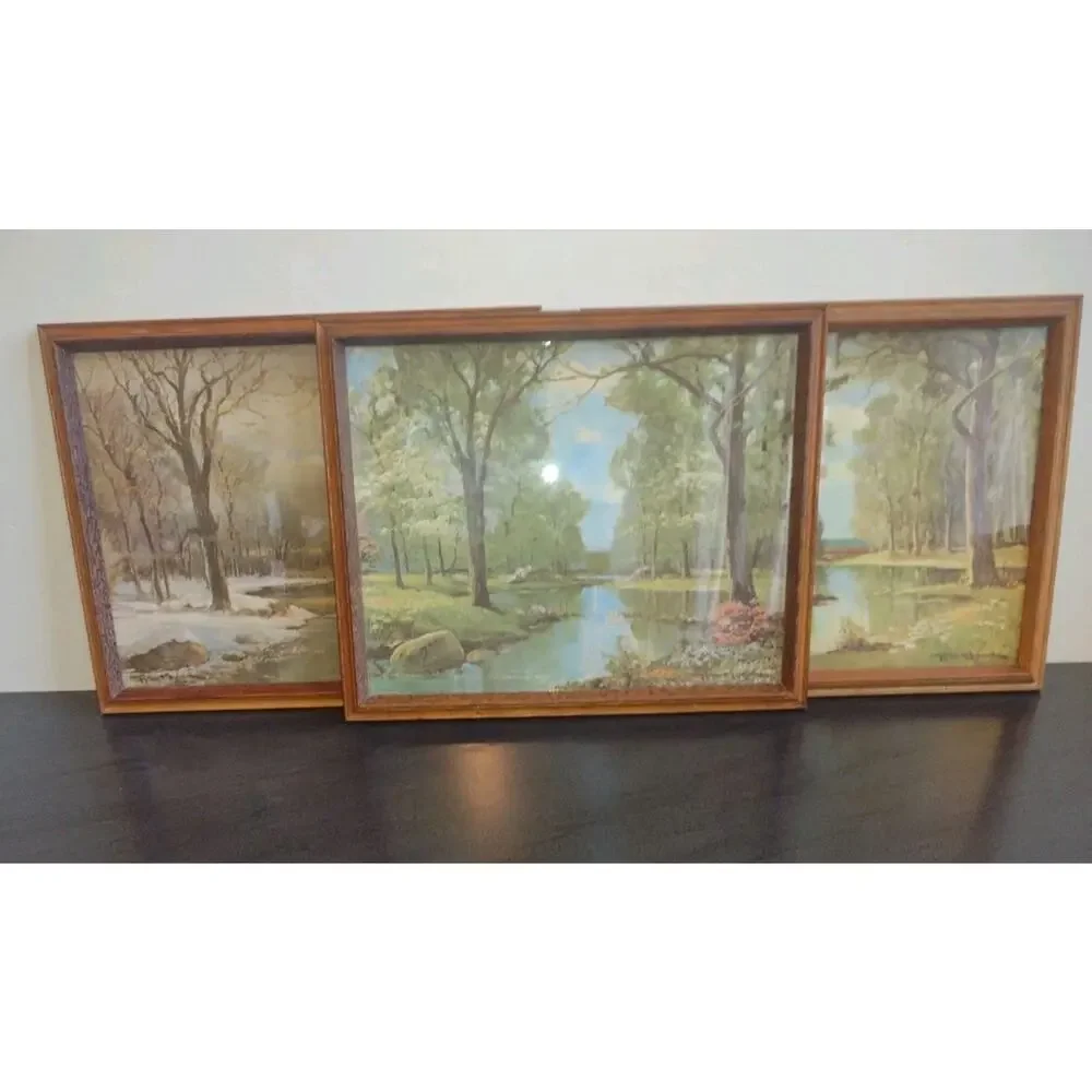 Vintage Wooden Art Frames, Set Of Three 15x11